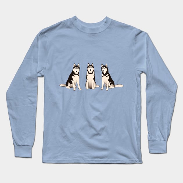 Husky Dogs Long Sleeve T-Shirt by nadyabasos